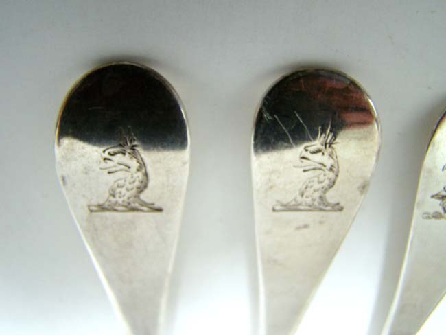 A matched set of Six Antique English Silver three-prong Dessert Forks circa 1748-1764 — image 3